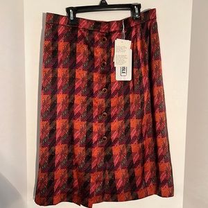Carlisle Red Orange Pink Geometric Midi Skirt